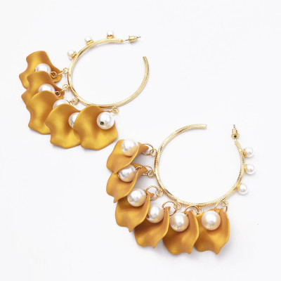 E-5556 Rose Petal Hoop Earrings Simple Open Love Earrings for Women Gift