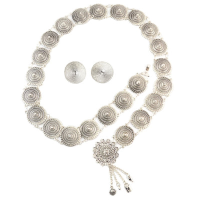 N-7027 E-5537 E-5557 Vintage Silver Waist Chain earring Bells Metal Tassel  Belly Chain  Charm Belt Chains Body Jewelry