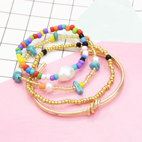 B-1000 4 pieces / set of alloy ring bracelet beaded jade fashion boho jewelry For Women