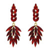 E-5560 4 Colors Leaf Shape Crystal Earrings for Women Bridal Rhinestone Long Drop Earring Wedding Jewelry Gift