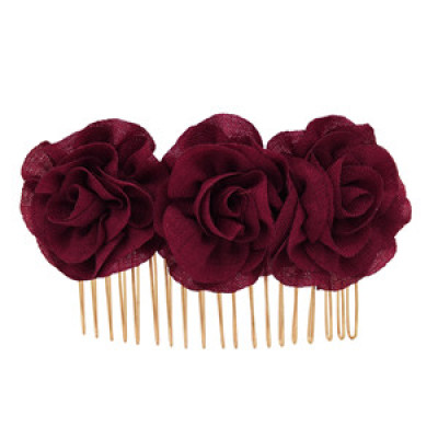 F-0705 Black Red Rose Flower Hair Combs Wedding Bridal Fashion Jewelry Women Prom Headpiece