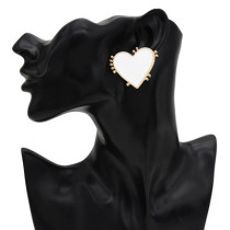 E-5562  Love Heart Stud Earring Ins Style Enamel Simple Earring for Women Girl