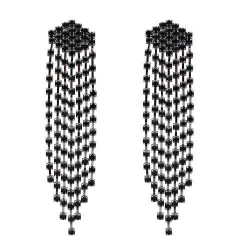 E-5565 4 Color Long Rhinestone Tassel Earrings Statement Bling Dangle Earring Simple And Elegant For Any Occasion