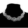 N-7323 Handmade Flower Shape Clear Acrylic Beaded Statement Choker Necklaces for Women Wedding Party Jewelry