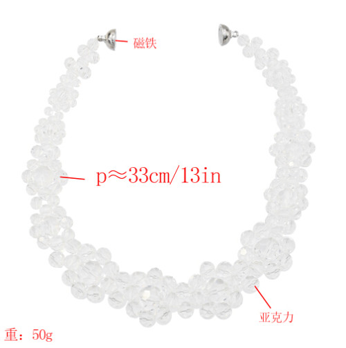 N-7323 Handmade Flower Shape Clear Acrylic Beaded Statement Choker Necklaces for Women Wedding Party Jewelry
