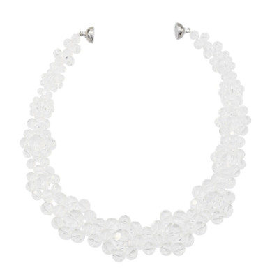 N-7323 Handmade Flower Shape Clear Acrylic Beaded Statement Choker Necklaces for Women Wedding Party Jewelry