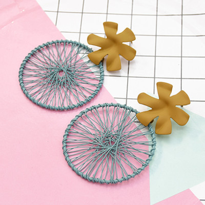 E-5569 4 Colors Fashion New Trend Round Line Flower Earrings Suitable For Women's Jewelry