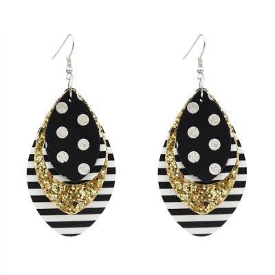 E-5570 Leather Earrings Lightweight Faux Leather Leaf Dangle Earrings Teardrop Earrings