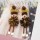E-5571 Brown Bead Drop Eyecatching Elk Christmas Drop Earrings Statement Jewelry for Ladies Girls Women