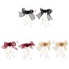 E-5573 Branch Drop Dangle Earrings Handmade Pearl Earring Lace Bowknot Lovely Girl Earrings
