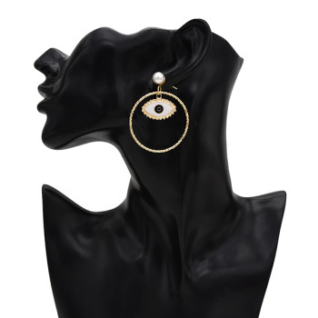 E-5576 Fashion Big Eyes 4 Style Pearl Earrings Love Big Circle Metal Earrings Women Jewelry Gift