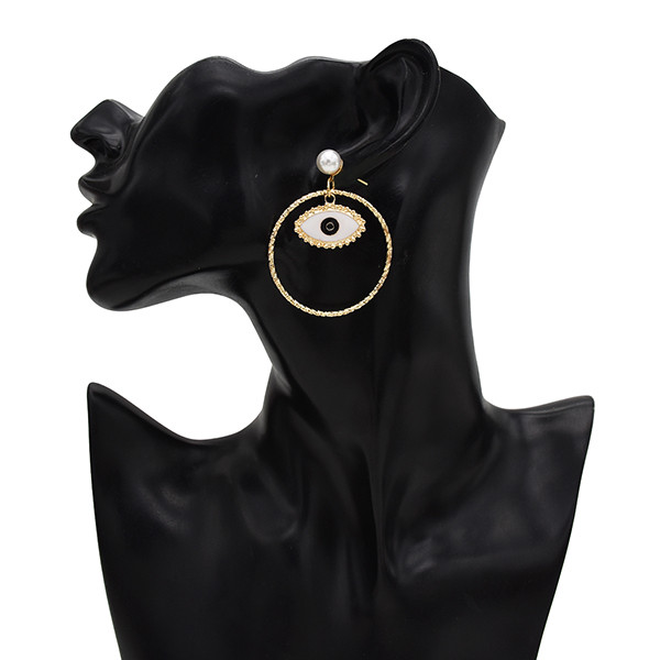 E-5576 Fashion Big Eyes 4 Style Pearl Earrings Love Big Circle Metal Earrings Women Jewelry Gift