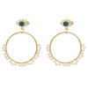E-5572 Fashion Big Circle Gold Metal Eye Drop Earrings for Women Pearl Beaded Statement Earring Party Jewelry