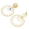 E-5572 Fashion Big Circle Gold Metal Eye Drop Earrings for Women Pearl Beaded Statement Earring Party Jewelry