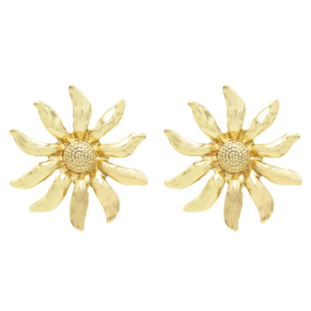 E-5577 Trendy Big Sunflower Earrings For Women Gold Silver Metal Stud Earring Wedding Party Charm Jewelry