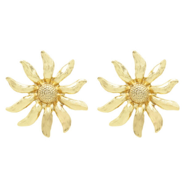 E-5577 Trendy Big Sunflower Earrings For Women Gold Silver Metal Stud Earring Wedding Party Charm Jewelry