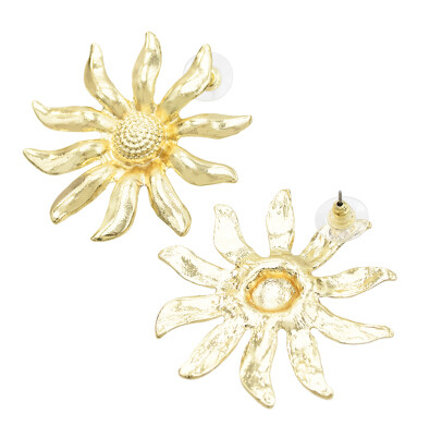 E-5577 Trendy Big Sunflower Earrings For Women Gold Silver Metal Stud Earring Wedding Party Charm Jewelry