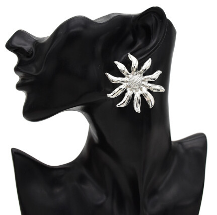 E-5577 Trendy Big Sunflower Earrings For Women Gold Silver Metal Stud Earring Wedding Party Charm Jewelry