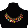 N-7325 Colorful Elephant Shape Gravel Beads Love Bell Pendant Necklace