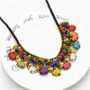 N-7325 Colorful Elephant Shape Gravel Beads Love Bell Pendant Necklace
