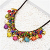 N-7325 Colorful Elephant Shape Gravel Beads Love Bell Pendant Necklace