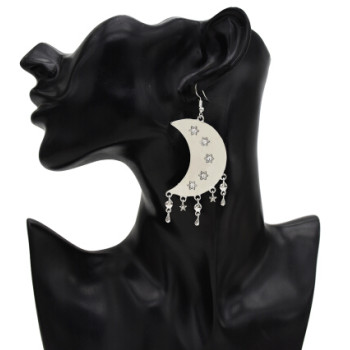 E-5585 Moon and Star Earrings Simple Drop Dangle Earrings Silver Gold Women Girl Earrings