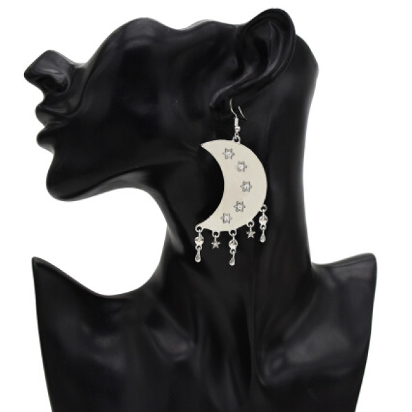 E-5585 Moon and Star Earrings Simple Drop Dangle Earrings Silver Gold Women Girl Earrings