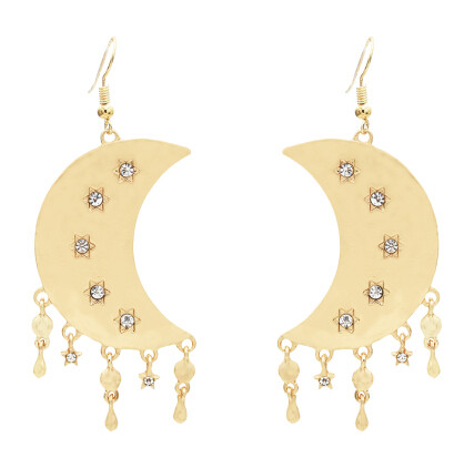 E-5585 Moon and Star Earrings Simple Drop Dangle Earrings Silver Gold Women Girl Earrings