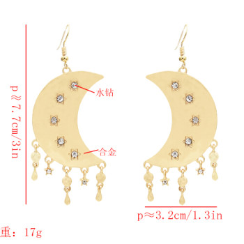 E-5585 Moon and Star Earrings Simple Drop Dangle Earrings Silver Gold Women Girl Earrings