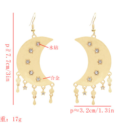 E-5585 Moon and Star Earrings Simple Drop Dangle Earrings Silver Gold Women Girl Earrings