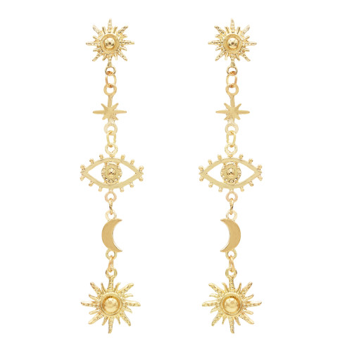E-5584 Eyes of the Golden Sun Fashionably Dazzling Bright Dazzling Wedding Jewelry
