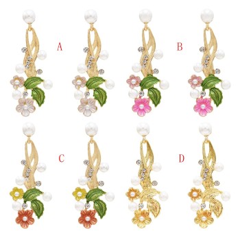 E-5590 Four color flower earrings pearl earrings suitable for ladies party daily jewelry jewelry gifts