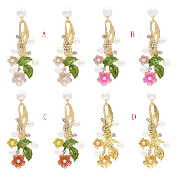 E-5590 Four color flower earrings pearl earrings suitable for ladies party daily jewelry jewelry gifts