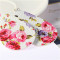E-5592 Leather Small Floral Water Drop Dangle Statement Earring for Woman