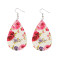 E-5592 Leather Small Floral Water Drop Dangle Statement Earring for Woman
