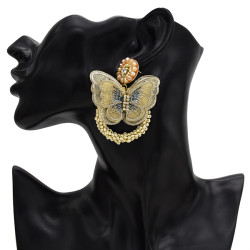E-5594 4 Color Butterfly Earrings Rhinestone Beads Fashion Hoop Earrings Jewelry for Woman
