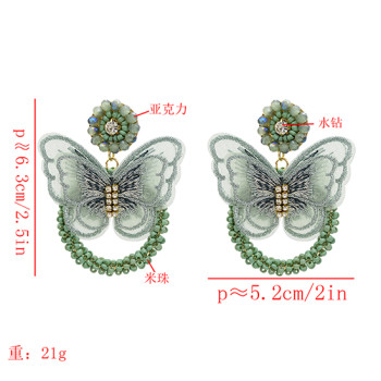 E-5594 4 Color Butterfly Earrings Rhinestone Beads Fashion Hoop Earrings Jewelry for Woman