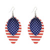 E-5596 Fashion PU Leather Water Drop Earrings Creative American Flag Multilayer Geometric Earrings