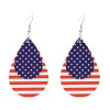 E-5596 Fashion PU Leather Water Drop Earrings Creative American Flag Multilayer Geometric Earrings