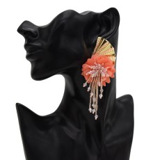 E-5599 Europe and the United States new four colors butterfly wings flower tassel diamond earrings