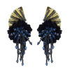 E-5599 Europe and the United States new four colors butterfly wings flower tassel diamond earrings