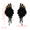 E-5599 Europe and the United States new four colors butterfly wings flower tassel diamond earrings