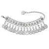 B-1003 Silver Coin Bracelet Adjustable Handmade Floral Design Gypsy Ethnic Tribe Festival Jewellery