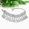 B-1003 Silver Coin Bracelet Adjustable Handmade Floral Design Gypsy Ethnic Tribe Festival Jewellery