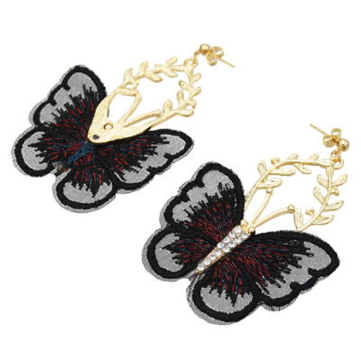 E-5600 Fashion Butterfly Shape Drop Earrings for Women Girl Gold Alloy Rhinestone Earring Cocktail Party Jewelry