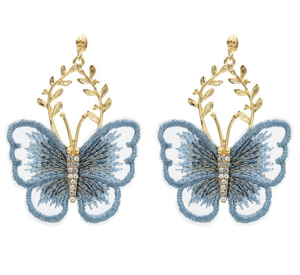 E-5600 Fashion Butterfly Shape Drop Earrings for Women Girl Gold Alloy Rhinestone Earring Cocktail Party Jewelry