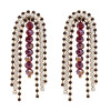 E-5601 Fashion Rhinestone Pearl Arched Double Tassel Earring for Woman