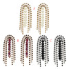 E-5601 Fashion Rhinestone Pearl Arched Double Tassel Earring for Woman