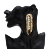 E-5601 Fashion Rhinestone Pearl Arched Double Tassel Earring for Woman