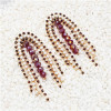 E-5601 Fashion Rhinestone Pearl Arched Double Tassel Earring for Woman